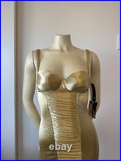 Vintage 70s Olga Shapewear Womens Size 32C Slip Dress Gold 1970s