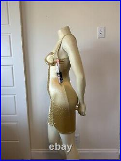 Vintage 70s Olga Shapewear Womens Size 32C Slip Dress Gold 1970s