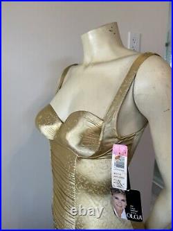 Vintage 70s Olga Shapewear Womens Size 32C Slip Dress Gold 1970s