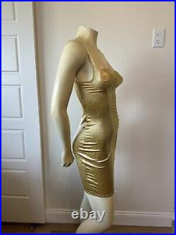 Vintage 70s Olga Shapewear Womens Size 32C Slip Dress Gold 1970s