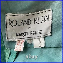 Vintage 70s Roland Klein at Marcel Fenez Maxi Slip Dress Water Marble Print