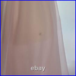 Vintage 70s Shadow Line Pink Tulle & Lace Babydoll Lingerie Slip Dress Small