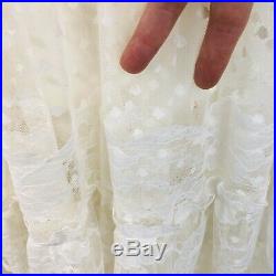 Vintage 70s Wedding Dress White Lace High Neck Crinoline Petticoat Slip Small