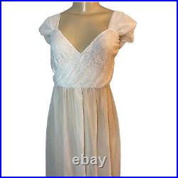 Vintage 70s White Lace Maxi Wedding Slip dress With Trail Size S/M
