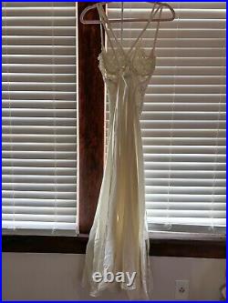 Vintage 80s / 90s Versace Intimo Silk Floral Lace Side Slit Midi Bridal Dress