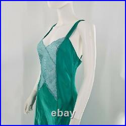 Vintage 80s 90s Victoria Secret Slip Party Satin Dress Sz Small Green