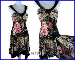 Vintage 80s DIANE FREIS Silk Dress Fit Flare Asymmetrical Romantic Salsa 10
