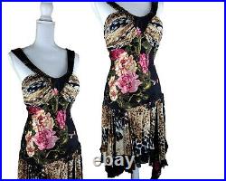 Vintage 80s DIANE FREIS Silk Dress Fit Flare Asymmetrical Romantic Salsa 10