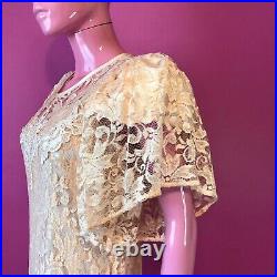 Vintage 80s Lorrie Kabala 4-Piece Victorian Satin Slip Lace Bridal Dress Set