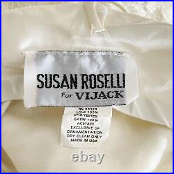 Vintage 80s Susan Roselli Sequin Lace Beaded Wedding Slip Flapper Dress Small