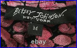 Vintage 90's Betsey Johnson Pink Floral Spaghetti Strap Long Slip Silk Dress Med