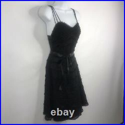 Vintage 90's Betsey Johnson Sheer Black Ruffled Nylon Overlay Slip Dress Size 2