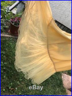 Vintage 90's Romantic Festival April Cornell Pale Yellow Crinoline Slip Dress S