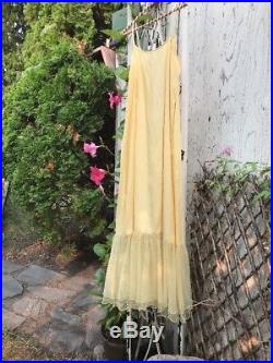 Vintage 90's Romantic Festival April Cornell Pale Yellow Crinoline Slip Dress S