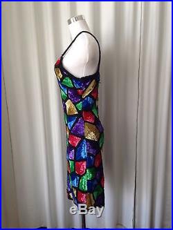 Vintage 90's Sequins And Beaded Patchwork Slip dress SZ M