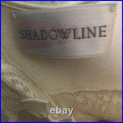 Vintage 90's Shadowline Lingerie ivory Satin & Lace maxi slip dress Gown medium