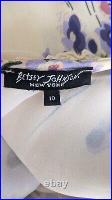 Vintage 90's Y2K Betsey Johnson Cold Shoulder Bias Cut Floral Print Midi Dress M