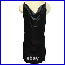 Vintage 90's Y2k Black Velour Slip Dress 2XL Cowl Grunge Goth Spaghetti Strap