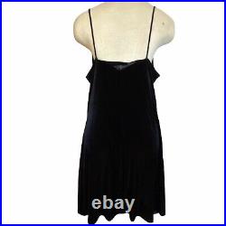 Vintage 90's Y2k Black Velour Slip Dress 2XL Cowl Grunge Goth Spaghetti Strap