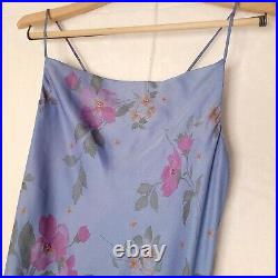 Vintage 90's Y2k Made in USA Blue Floral Dress Asymmetrical Jewel Formal Dance 6