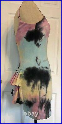 Vintage 90s Betsey Johnson Archives Tie Dye Ruffle Bustle Mini Dress Candy Goth