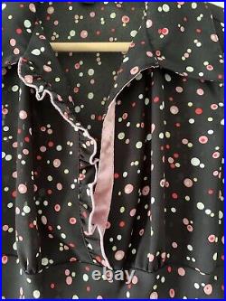 Vintage 90s Betsey Johnson Black Dot Chiffon Sheer Slip Midi Dress Sz 8/Sz 4