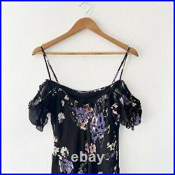 Vintage 90s Betsey Johnson Black & Purple Handkerchief Hem Slip Dress 8 M Goth
