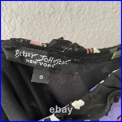 Vintage 90s Betsey Johnson Black & Purple Handkerchief Hem Slip Dress 8 M Goth