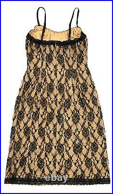 Vintage 90s Betsey Johnson Dress NWT Lace Sheer Mesh Overlay Tie Bust Babydoll L