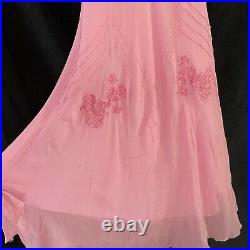 Vintage 90s Betsey Johnson NY Pastel Pink Chiffon Slip Dress 4 XXS XS