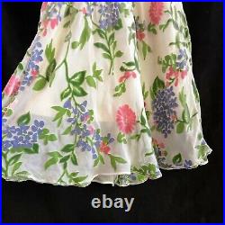 Vintage 90s Betsey Johnson NY White Velvet Floral Slip Dress S Fairycore Rare