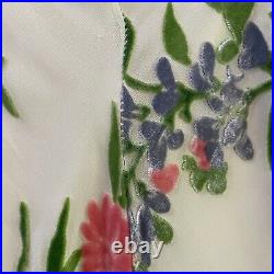 Vintage 90s Betsey Johnson NY White Velvet Floral Slip Dress S Fairycore Rare
