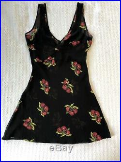 Vintage 90s Betsey Johnson Slip Dress Sheer Cherries Grunge Goth Fest Rave Fun