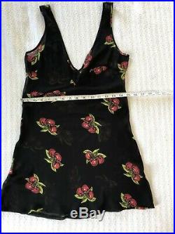 Vintage 90s Betsey Johnson Slip Dress Sheer Cherries Grunge Goth Fest Rave Fun