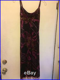 Vintage 90s Betsey Johnson Velvet Slip Dress M Grunge Goth Prom 1920s Style