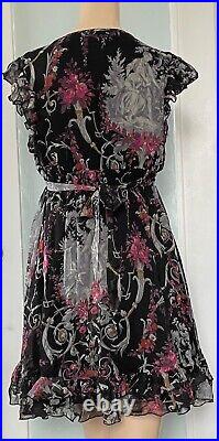 Vintage 90s Betsy Johnson Floral Print Mini Dress with 100% Silk Lining Size Sm