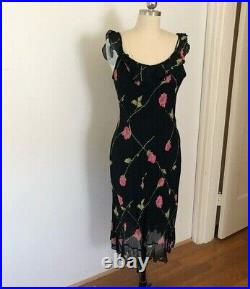 Vintage 90s Betsy Johnson Floral Rose Ruffle Dress
