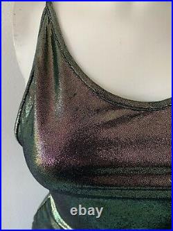 Vintage 90s Dress Shimmery Metallic Maxi Slip Slinky Y2K Sexy Sparkly Liquid