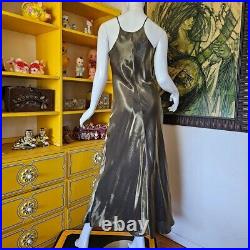Vintage 90s Iconic Liquid Gold Bias Cut Supermodel Formal Slip Dress Gown S/M