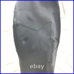 Vintage 90s John Galliano Black Satin Star Midi Slip Bias Cut Draped Dress M/40