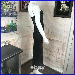 Vintage 90s John Galliano Black Satin Star Midi Slip Bias Cut Draped Dress M/40