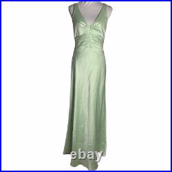 Vintage 90s Laundry Sleeveless Evening Gown Slip Dress 6 Green Ruched V Neck NEW