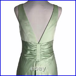 Vintage 90s Laundry Sleeveless Evening Gown Slip Dress 6 Green Ruched V Neck NEW