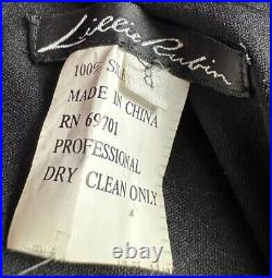 Vintage 90s Lillie Rubin Silk Dress Slip Hand Beaded Floral Applique Sz 8