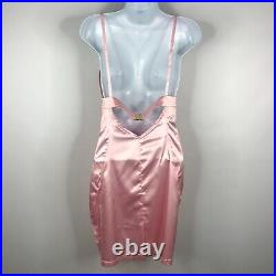 Vintage 90s Versus Gianni Versace Pink Satin Cutout Cocktail Slip Dress Sz 2/4