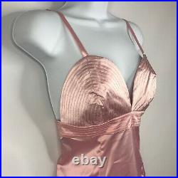 Vintage 90s Versus Gianni Versace Pink Satin Cutout Slip Dress Size 2/4