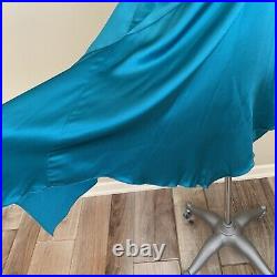 Vintage 90s Y2K BEBE Blue Slip Dress Handkerchief Hem Carrie Bradshaw JLo Small