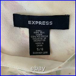 Vintage 90s Y2K Express Silk Chiffon Slip Dress Ruffles Carrie Bradshaw Small