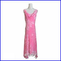 Vintage 90s Y2K Pink Silk Chiffon Bias Cut Slip Dress Carrie Bradshaw 30s Tea