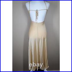 Vintage 90s Y2K Victoria's Secret Cream Silk Maxi Slip Dress Beaded XS FLAWED